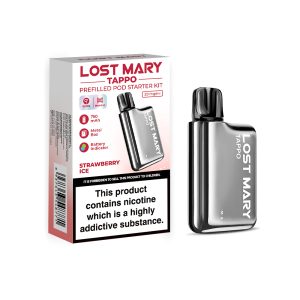 Lost Mary Tappo Pro Pre Filled Pod Kit - Silver Stainless Steel [Strawberry Ice 20mg]