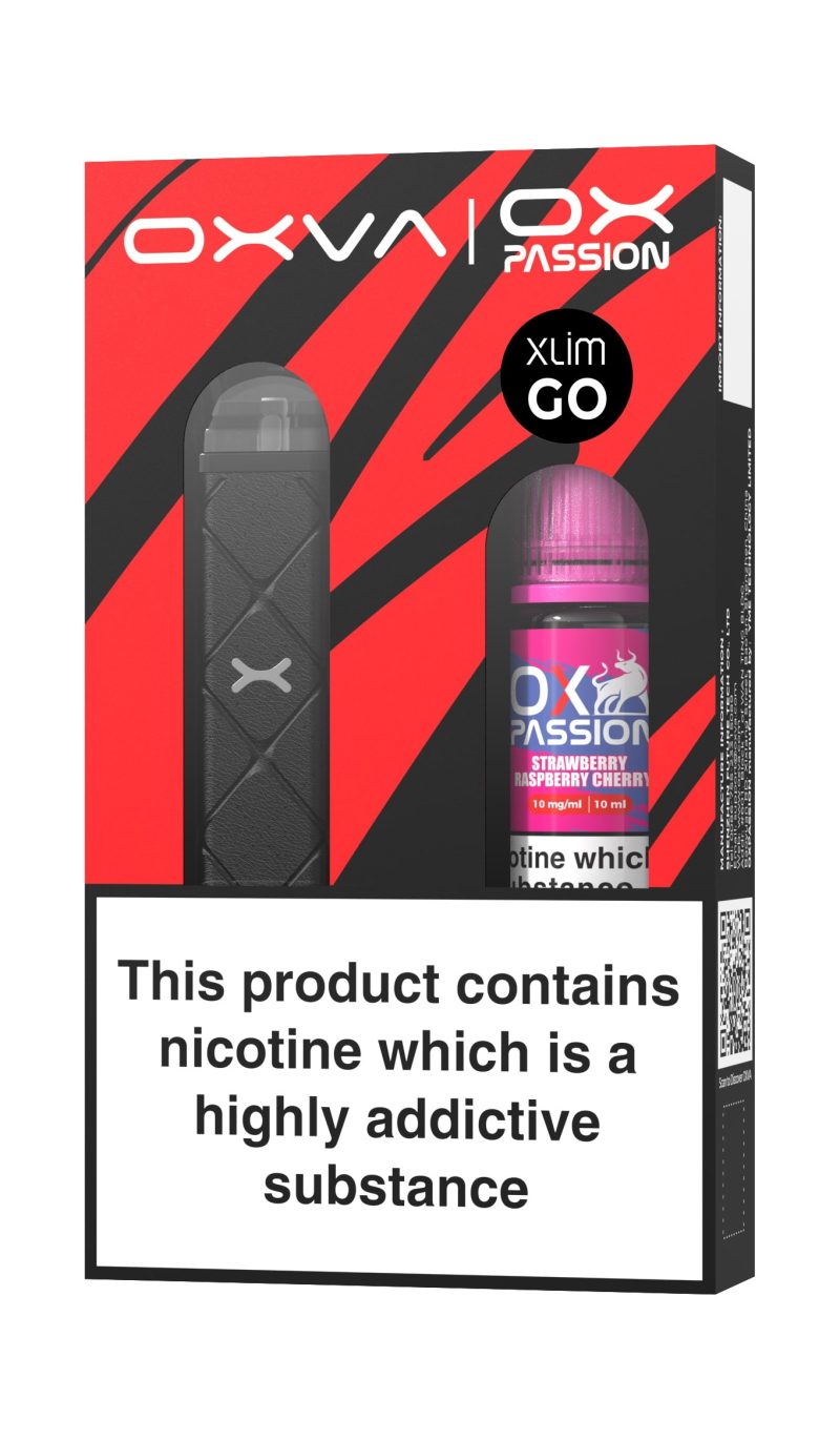 Oxva Xlim Go Pod Kit [Black] and Ox Passion - Strawberry Raspberry Cherry [10mg]