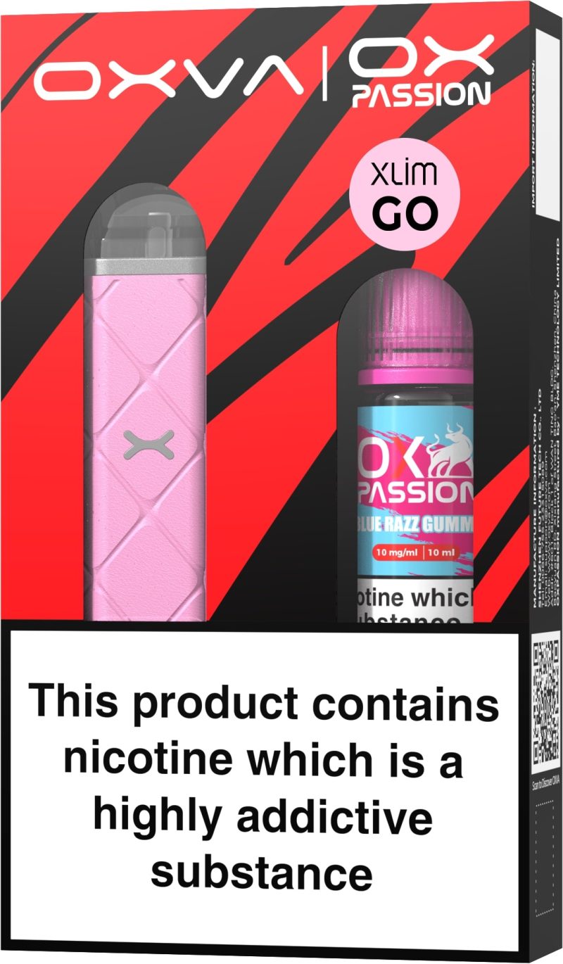 Oxva Xlim Go Pod Kit [Pink] and Ox Passion - Blue Razz Gummy [10mg]